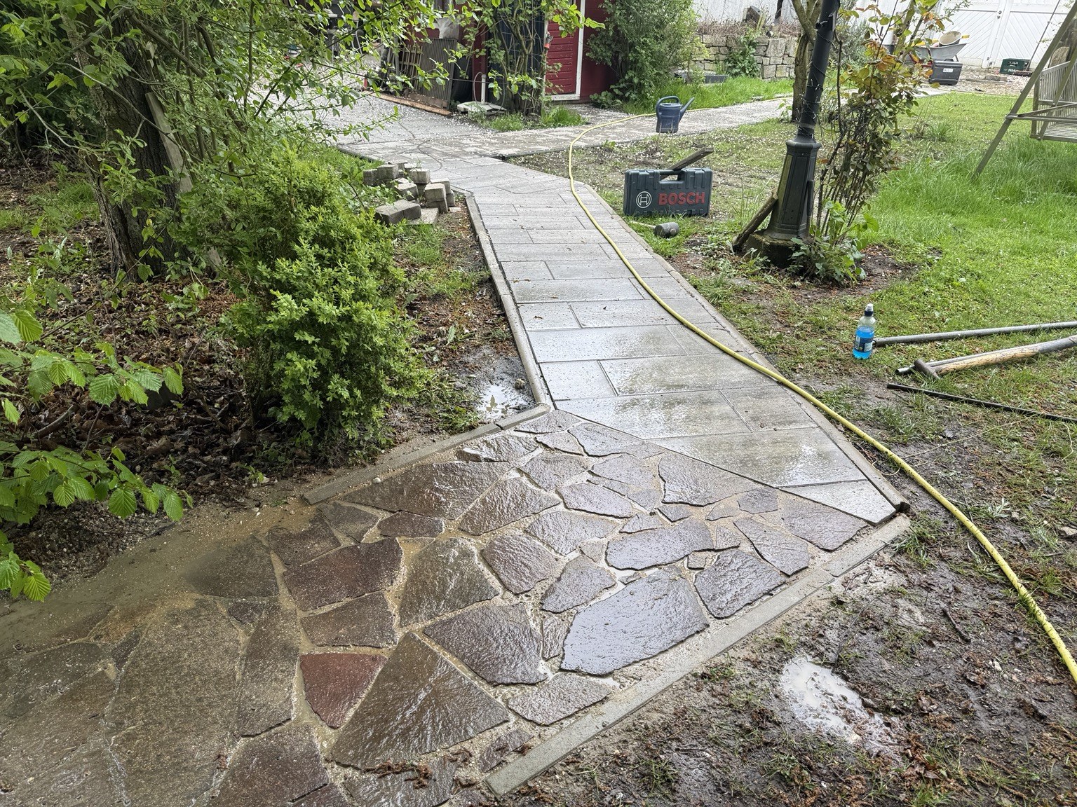 Fertiggestellte hochwertige Pflasterfläche